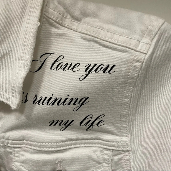 Taylor Swift Tortured Poets Upcycled Garage Denim Jean Jacket Women’s Small - Picture 4 of 11